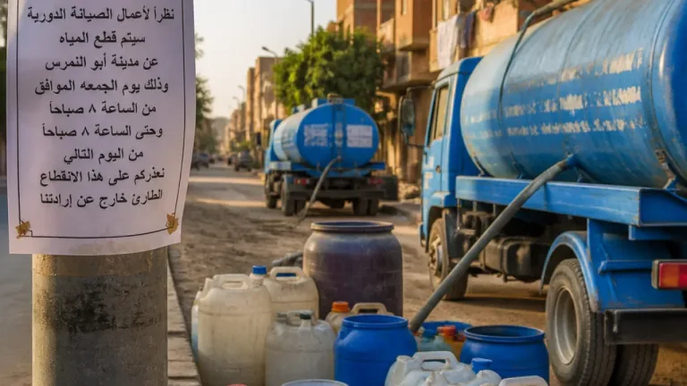 محافظة الجيزة تعلن قطع المياه عن أبوالنمرس ونزلة الأشطر وترسا البلد لساعات لأعمال ربط صرف صحي