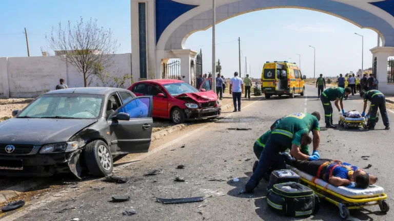 15 مصابًا في تصادم أمام بوابة الاستثمار الجديدة بأبو صوير والإسعاف تنقلهم لمجمع الإسماعيلية الطبي