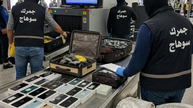 جمرك مطار سوهاج يحبط محاولة تهريب 19 هاتفًا من رحلة قادمة من الكويت
