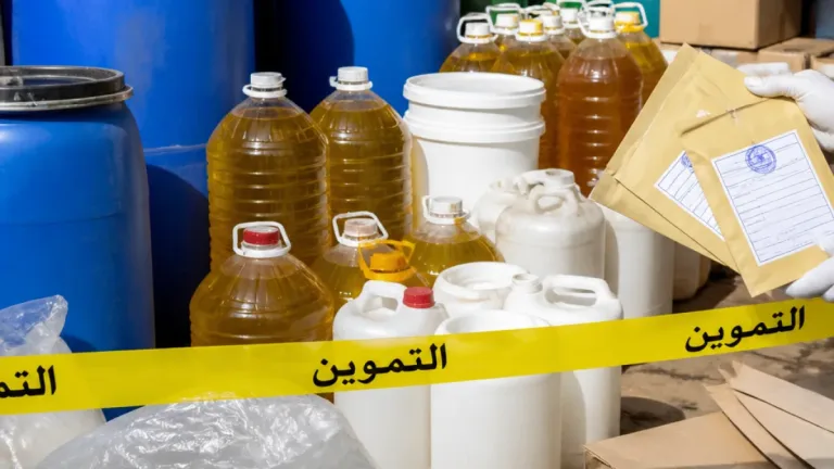 حملة تموينية بالإسكندرية تضبط مخزناً لتعبئة 2 طن زيت طعام مجهول المصدر