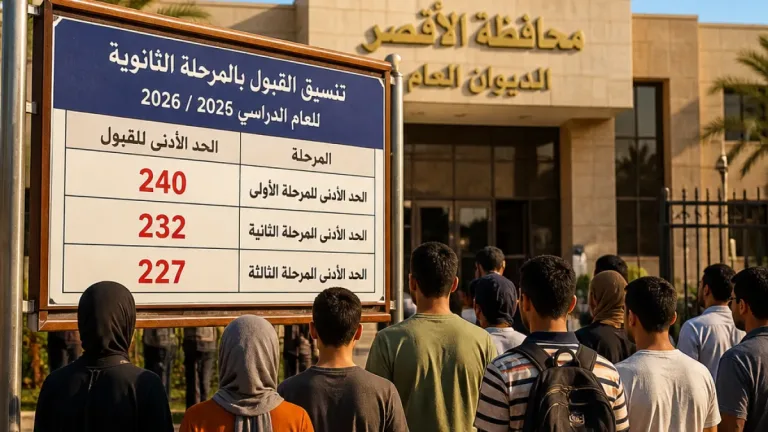 الأقصر تخفض حد تنسيق الثانوية للمرة الثالثة إلى 227 درجة لتوسيع فرص القبول