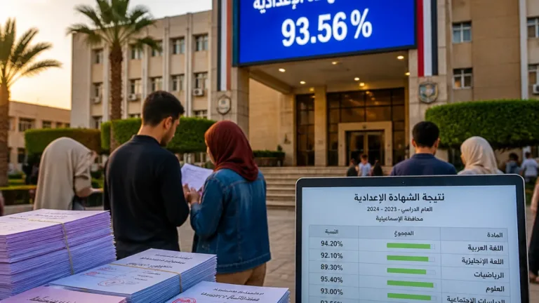 اعتماد نتيجة الشهادة الإعدادية في الإسماعيلية بنسبة نجاح 93.56% للدورين