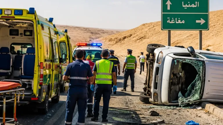 انقلاب ميكروباص على «الصحراوي الغربي» بالمنيا يودي بحياة 3 ويصيب عشرات