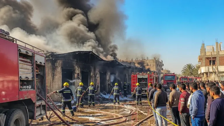 حريق هائل في مخزن لطلاء السيارات بقويسنا يتسبب في وفاة 3 وإصابة 4