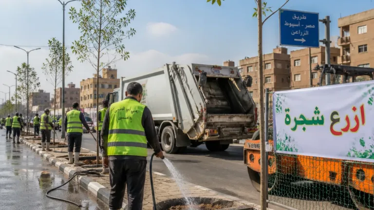 محافظ الجيزة يتابع زراعة 3350 شجرة وتطوير منظومة النظافة في أبو النمرس
