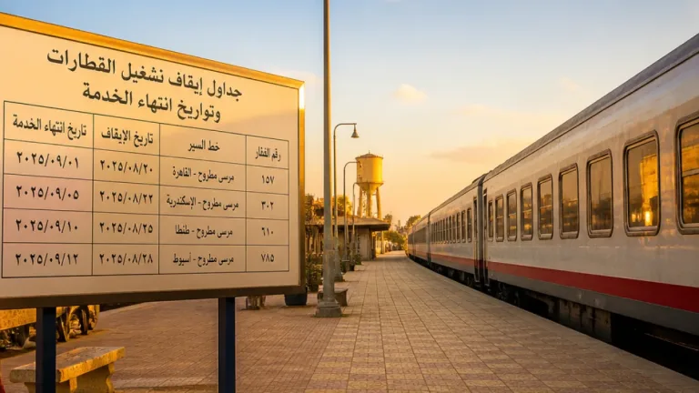 هيئة السكة الحديد تعلن إيقاف تشغيل قطارات على خط القاهرة – مرسى مطروح وبيان بمواعيد التوقف
