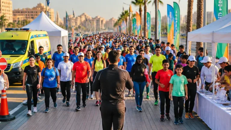 انطلاق ماراثون المشي بممشى المنصورة الجديد في توريل برعاية محافظ الدقهلية