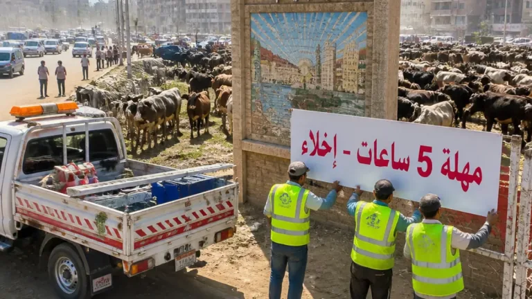 محافظ الدقهلية يمنح مهلة 5 ساعات لإخلاء رؤوس الماشية من مدخل المنصورة وينذر بالمصادرة