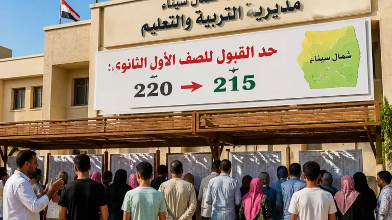 شمال سيناء تُخفض حد القبول بالصف الأول الثانوي العام 5 درجات لتيسير قبول الطلاب