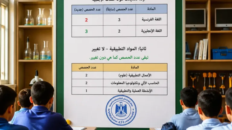 تعديلات وزارة التربية تُغيّر نظام الحصص في المتوسط وتُلزم مدارس الطور بالتنفيذ