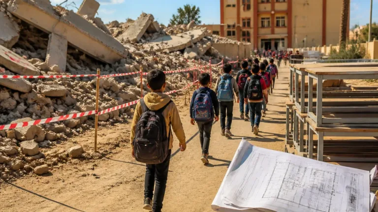 نقل تلاميذ «النخلات» بقبر عمير بعد انهيار مدرستهم وخطة لإنشاء مدرسة جديدة بـ22 فصلًا