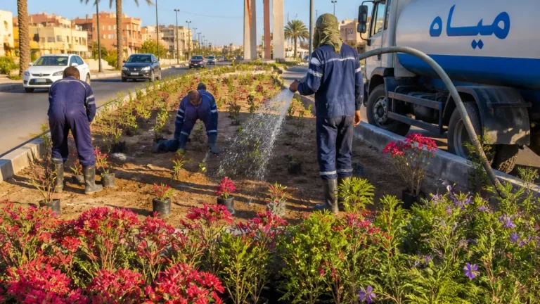 حي جنوب الغردقة يباشر زراعة أشجار الزينة بطريق المطار لتعزيز المشهد الحضري