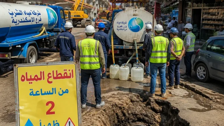 قطع المياه عن 6 مناطق بغرب الإسكندرية غدًا بسبب ترحيل خط لمسار القطار السريع