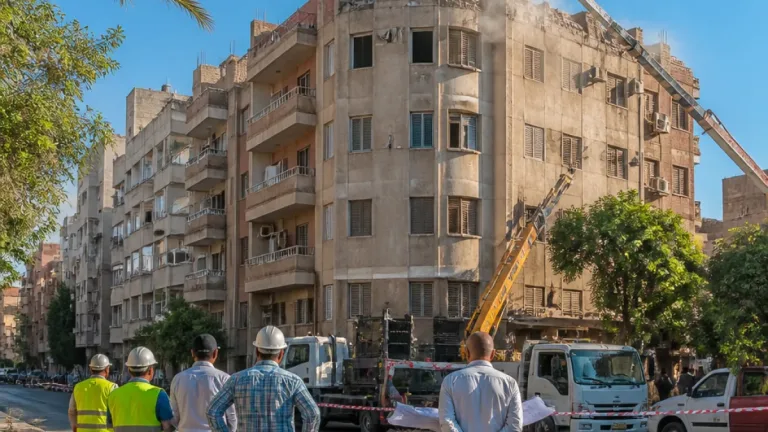 محافظ الدقهلية يتابع إزالة أعمدة ومنسوب وسقف مخالف بالدور السادس غرب المنصورة