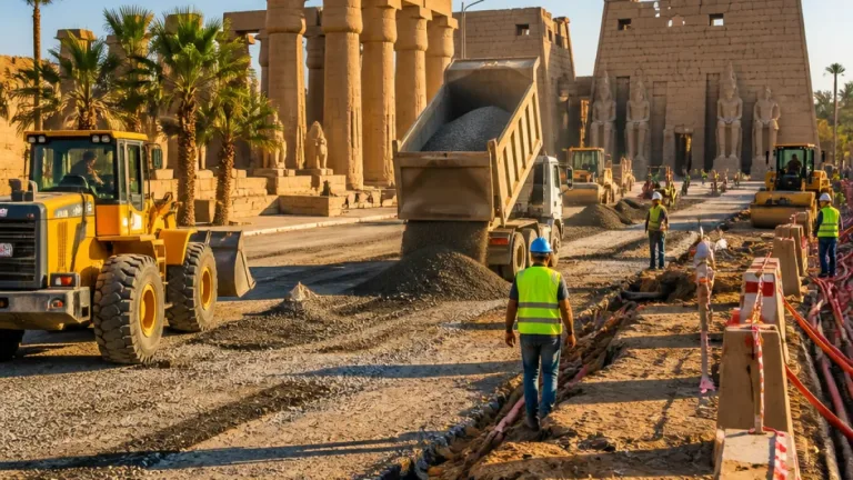 محافظ الأقصر يتفقد أعمال تطوير شارع خالد بن الوليد ومداخل معبد الكرنك استعدادًا للموسم