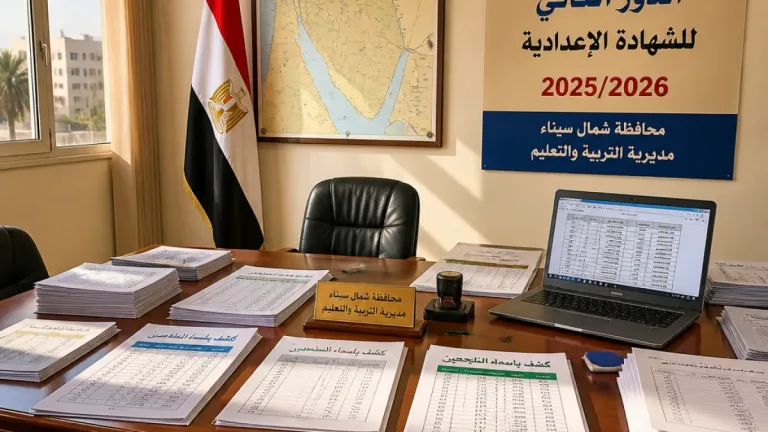 شمال سيناء تعتمد نتيجة الدور الثاني للإعدادية بنسبة نجاح 100% لجميع الحاضرين