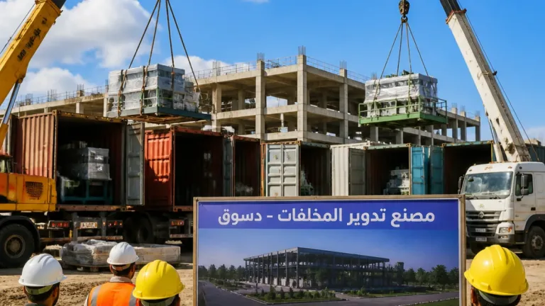 مصنع تدوير المخلفات في دسوق يصل إلى 75% من الإنجاز ويستعد لتشغيل 600 طن يومياً