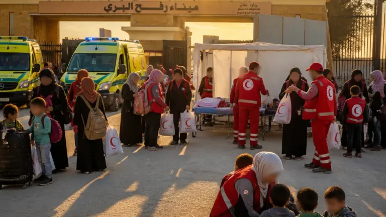 معبر رفح يستقبل الدفعة الـ75 من العائدين الفلسطينيين.. فرق الهلال والصحة تهيئون الإجراءات الطبية والإغاثية