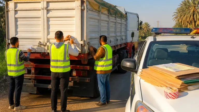 ضبط محاولة تهريب 77.700 طن قمح محلي بمقطورة جرار في طهطا وإحالة المتهمين للنيابة