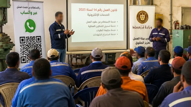 مديرية العمل بجنوب سيناء تُعرّف عمال هالبرتون بأحكام قانون العمل ومزايا الخدمات الإلكترونية