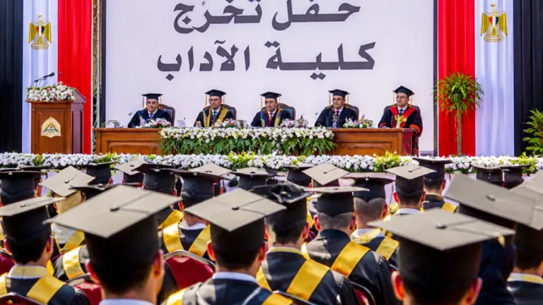رئيس جامعة بنها يشهد حفل تخرج دفعة جديدة من كلية الآداب ويخاطب الخريجين