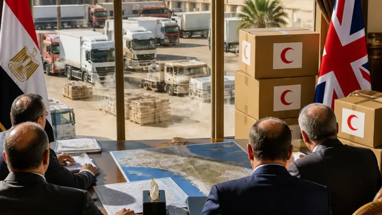 وزير الدولة البريطاني يزور العريش ويلتقي محافظ شمال سيناء لمناقشة التعاون ودعم الممرات الإنسانية