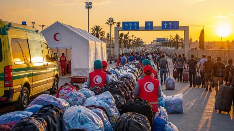 ميناء رفح البري يستقبل الدفعة الـ84 من العائدين الفلسطينيين وتقديم خدمات طبية وإنسانية