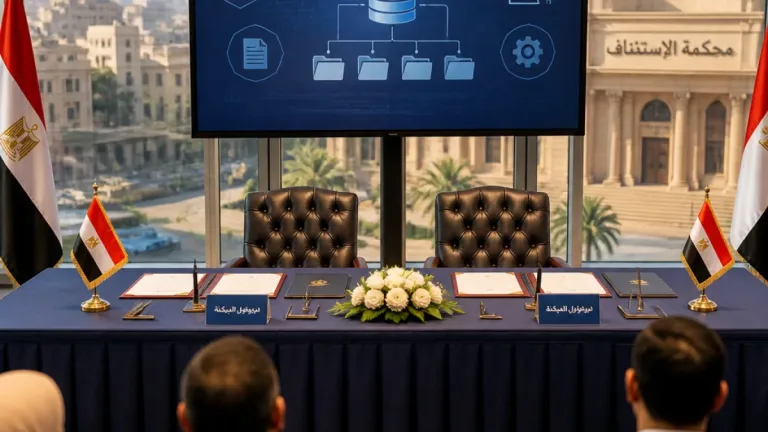 بروتوكول لميكنة محكمة استئناف القاهرة وتوسيع تطبيقات الذكاء الاصطناعي في مرفق القضاء