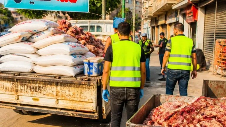 حملة تفتيشية في شبين الكوم تُقيد وتُعدم مئات الكيلوغرامات من اللحوم والسلع غير الصالحة