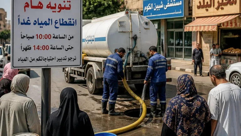 انقطاع المياه غداً في شبين الكوم وفروعها من العاشرة صباحاً حتى الثانية بعد الظهر