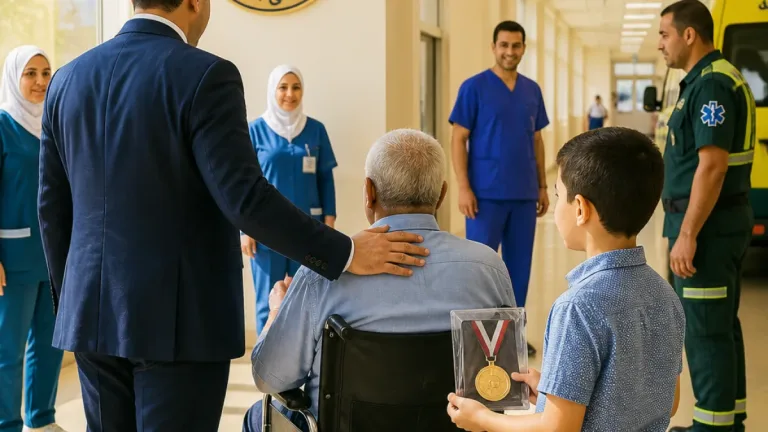 رئيس جامعة بني سويف يزور والد الطفل المنقذ ويشيد بشجاعة الابن ودور المستشفى
