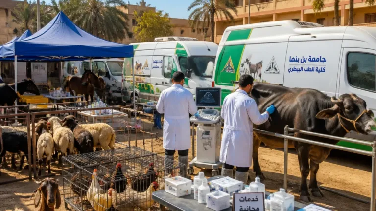 قافلة طبية بيطرية لجامعة بنها تخدم مزارعى أجهور الكبرى في طوخ