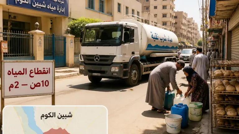 قطع المياه أربع ساعات عن شبين الكوم غدًا لأعمال غسيل الشبكات وتطهير الخزانات