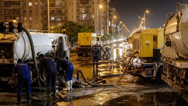 مياه القليوبية ترفع حالة الاستعداد وتتمركز معدات شفط وكسح لمواجهة أي تراكمات مائية