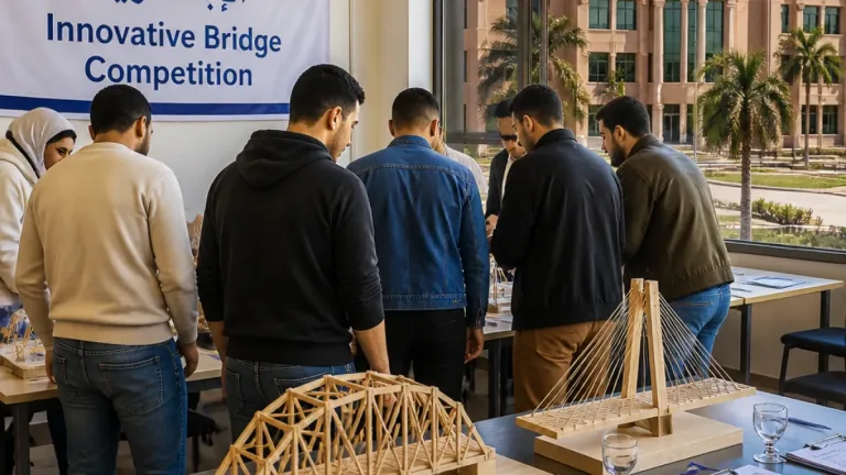 طلاب هندسة جامعة المنوفية يتقاسمون المركز الأول في مسابقة الجسور الإبداعية على مستوى الجامعات المصرية