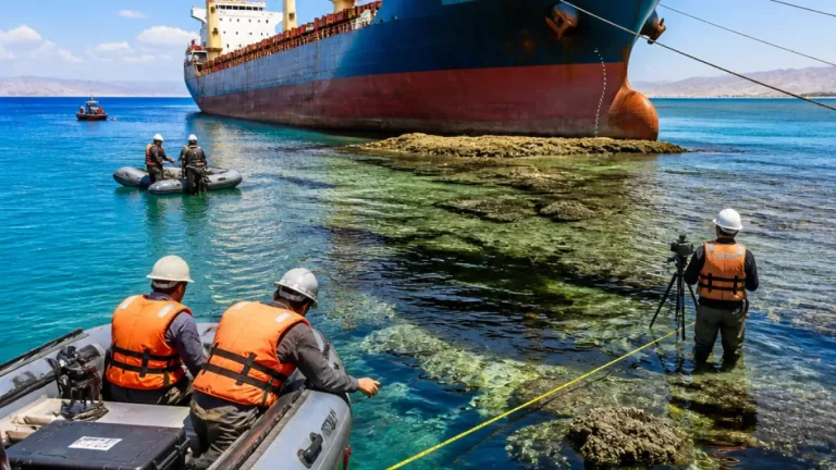 التحفظ على سفينة بعد شحوطها وإحداث أضرار بشعاب خليج السويس وتشكيل لجان فنية للتحقيق
