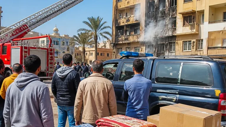 محافظ دمياط يتوجه لموقع حريق بشقة ويُكلّف لجنة فنية ويطلب دعمًا اجتماعيًا للمتضررين
