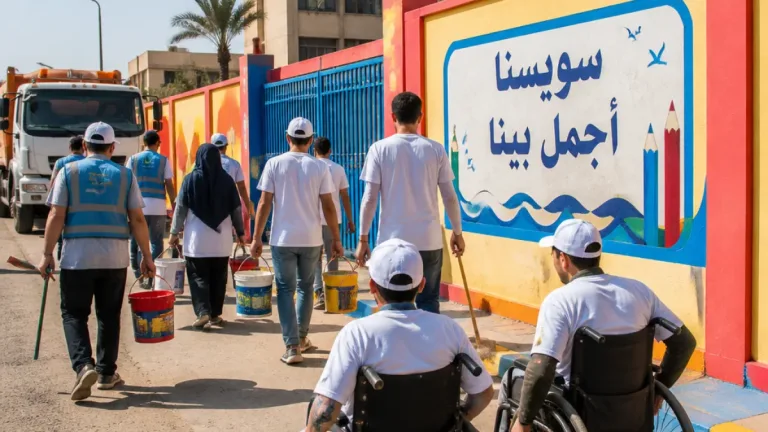 محافظ السويس يتفقد تنفيذ مبادرة «سويسنا أجمل بينا» بمشاركة طلاب وذوي الهمم