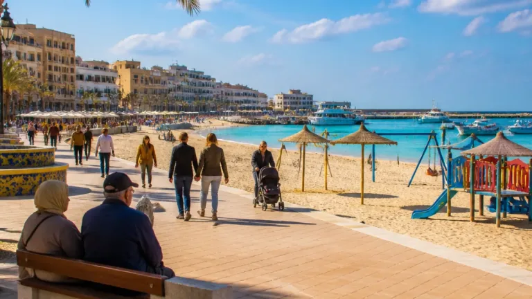 استمرار إقبال المصطافين على شواطئ مرسى مطروح رغم انطلاق العام الدراسي