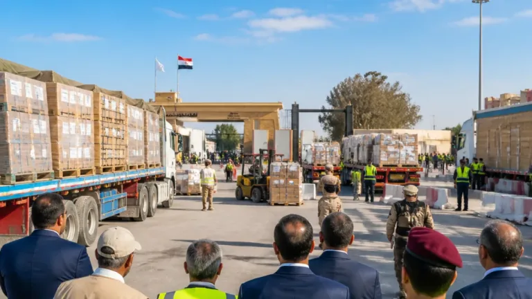وفد تركي برئاسة السفير ورئيسة الهلال الأحمر يزوران معبر رفح ويطّلعان على جهود تنسيق المساعدات
