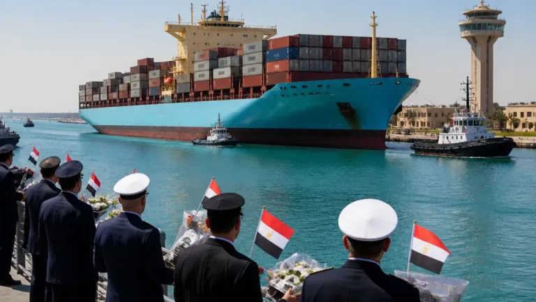 قناة السويس تستقبل أول عبور لسفينة الحاويات BANGKOK MAERSK ضمن قافلة الشمال