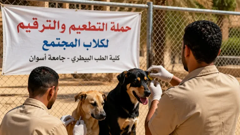 أسوان.. حملة تحصين وترقيم بمزرعة كلية الطب البيطرى لتعزيز الوقاية من الأمراض المشتركة