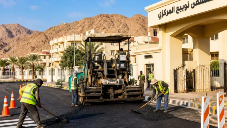 استعدادات مكثفة في نويبع لرصف المداخل قبل افتتاح مستشفى نويبع المركزي الأسبوع المقبل