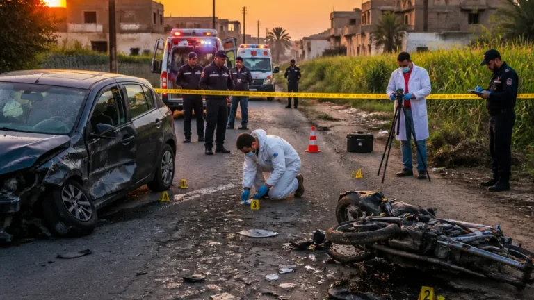 مصرع شابين في حادث تصادم بين دراجة نارية وسيارة على طريق كفر شكر