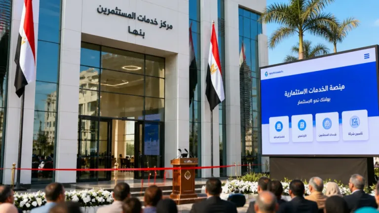 افتتاح مركز خدمات الاستثمار في بنها وتعهد بتوسيع المساحات وطرح مشروع رباعي أكبر