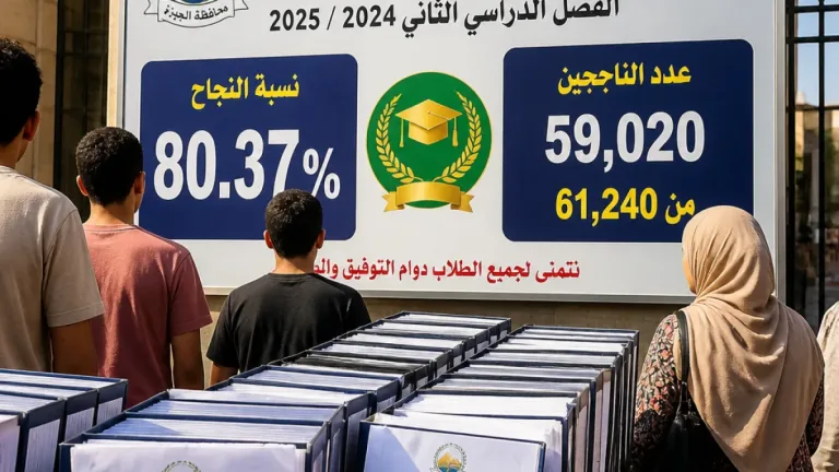 محافظ الجيزة يعتمد نتيجة الدور الثاني للشهادة الإعدادية بمعدل نجاح 80.37%