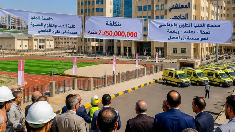 افتتاح منشآت طبية ورياضية بجامعة المنيا بمشروعات متكاملة بتكاليف 11.31 مليار جنيه