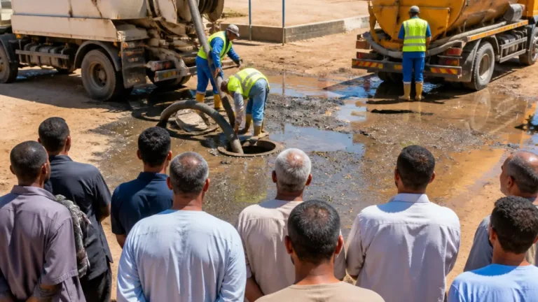 تحرك سريع في أسوان: سيارات شفط ونافوري لإصلاح انسداد خط الصرف بقرية الكاجوج