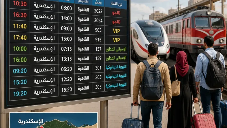 هيئة السكك تقر مواعيد تشغيل قطارات القاهرة–الإسكندرية وتعرض خيارات سفر متنوعة