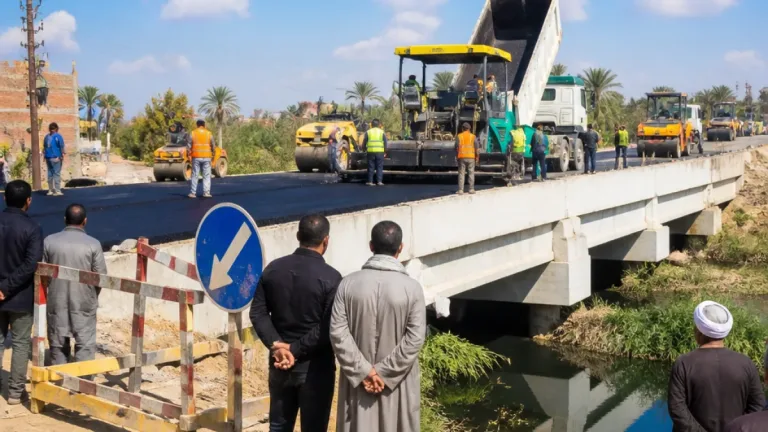 رصف كوبري عرب الصبحة في دار السلام ضمن الأعمال الختامية استعداداً للدخول في الخدمة